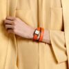 Double Tour Epsom Brown leather for Hermes watch ( White, Orange, Red, Brown, Black... 9 colors)