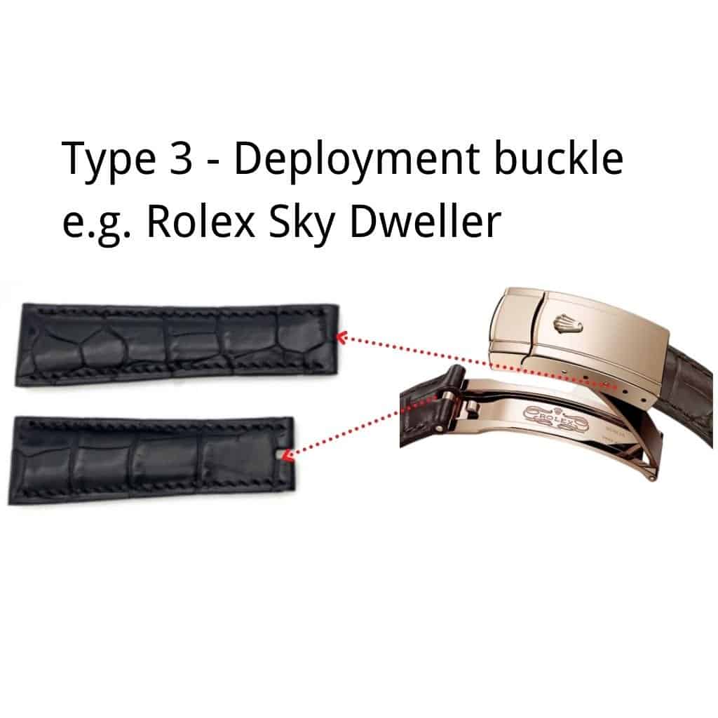 Rolex Sky Dweller deployment clasp with leather strap