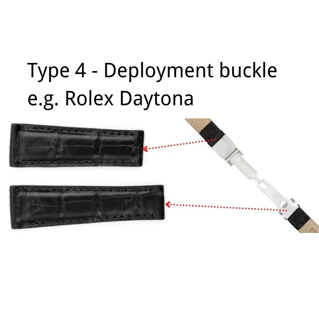 Rolex Daytona watch deployment clasp with leather strap