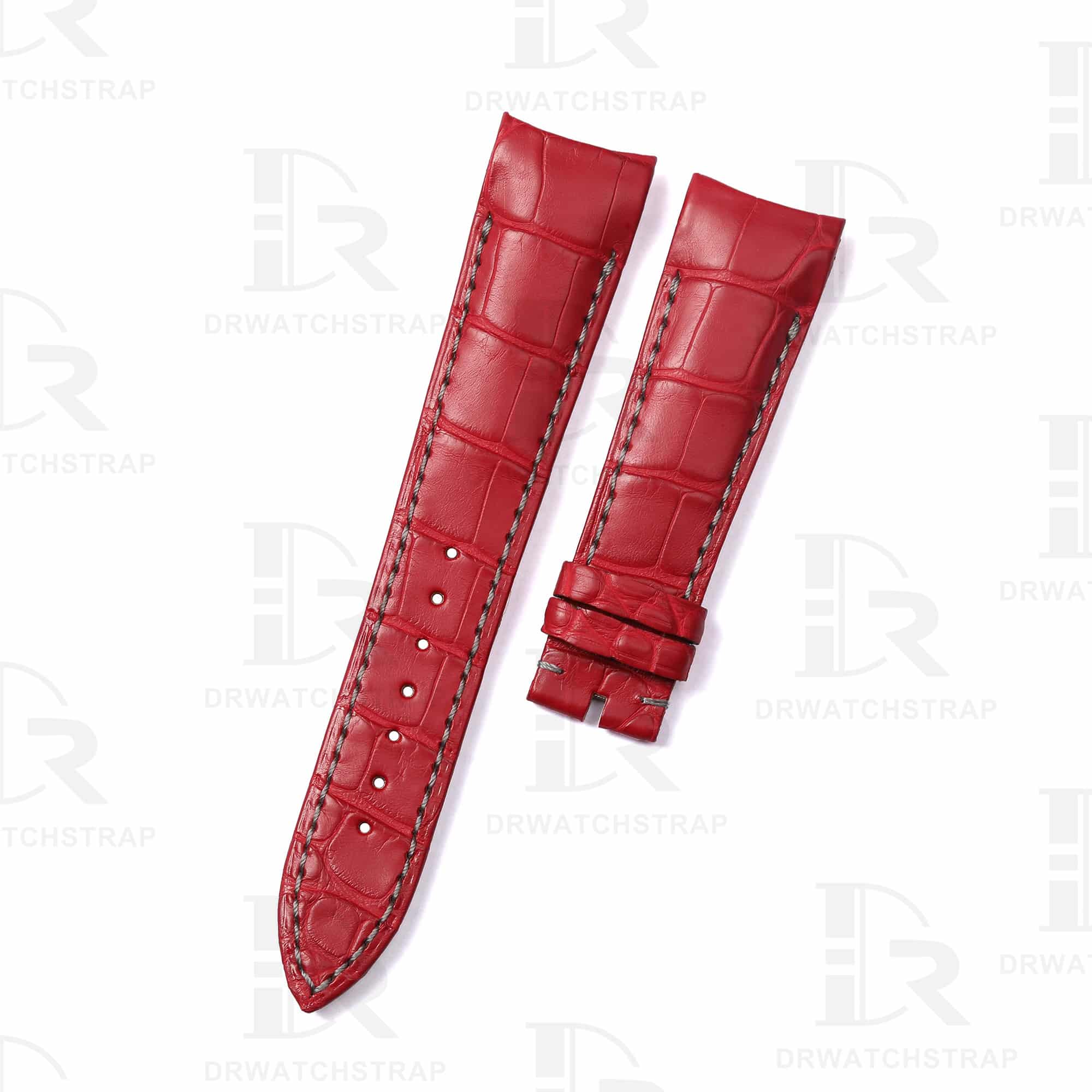 Breguet type xx watch band replacement Red alligator white stitching