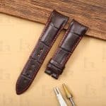Premium best quality American Alligator OEM custom Rose red Brown 23mm Cartier tank leather straps & watch bands for Cartier Tank & Ronde SOLO watches online from DR Watchstrap - Shop the genuine crocodile handmade leather watch strap and watch band online at a low price