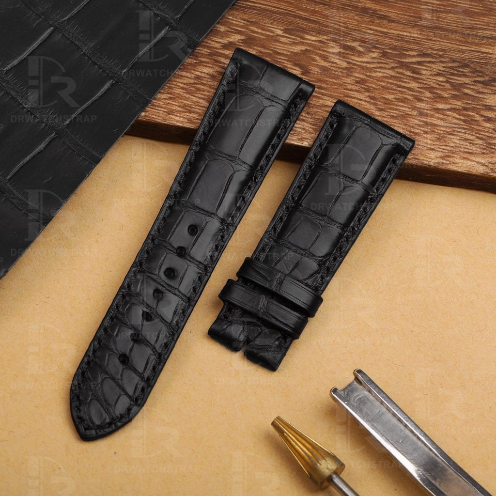 Custom All Black Epsom Leather Watch Strap 18mm 19mm 20mm 