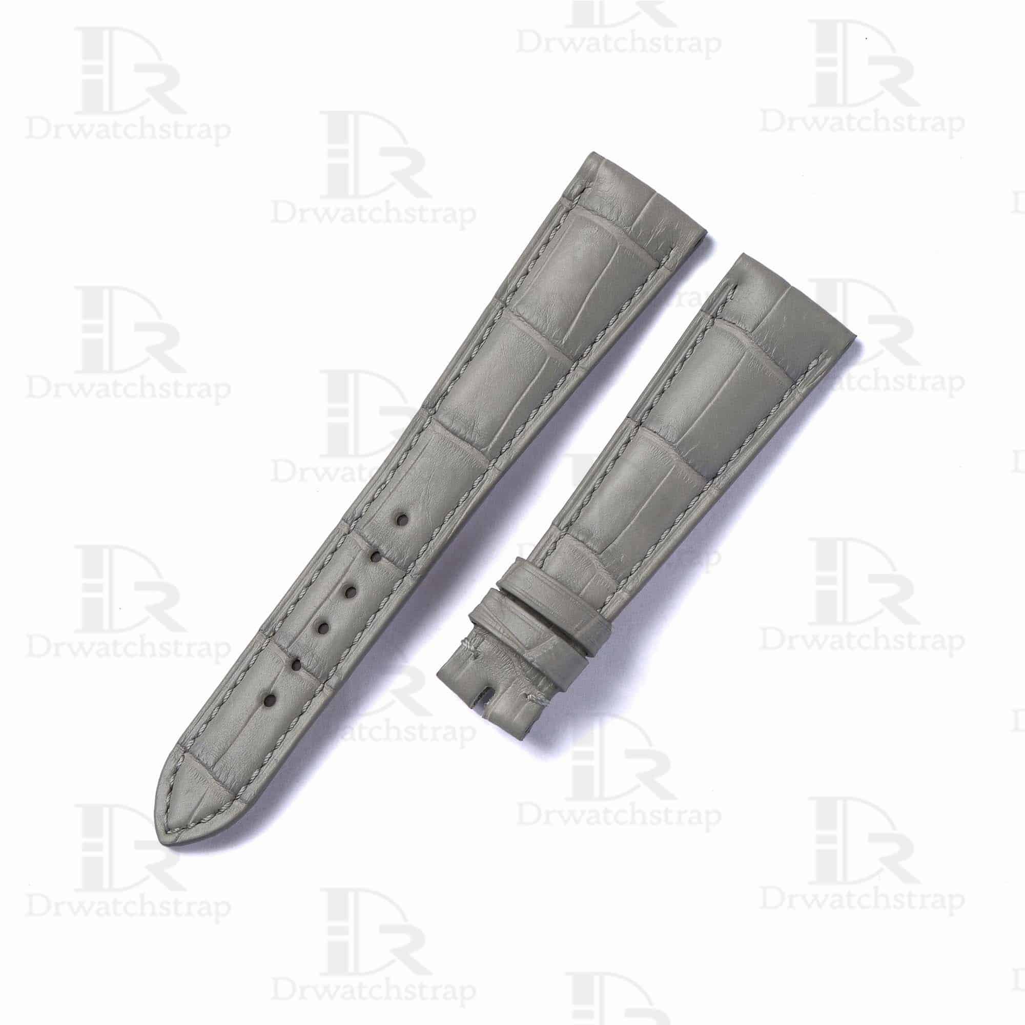 Buy custom Patek Philippe Grey alligator leather watch bands 19mm 20mm 21mm strap replacement for sale