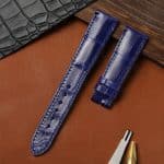 Blue alligator leather watch strap for Cartier Tank Divan