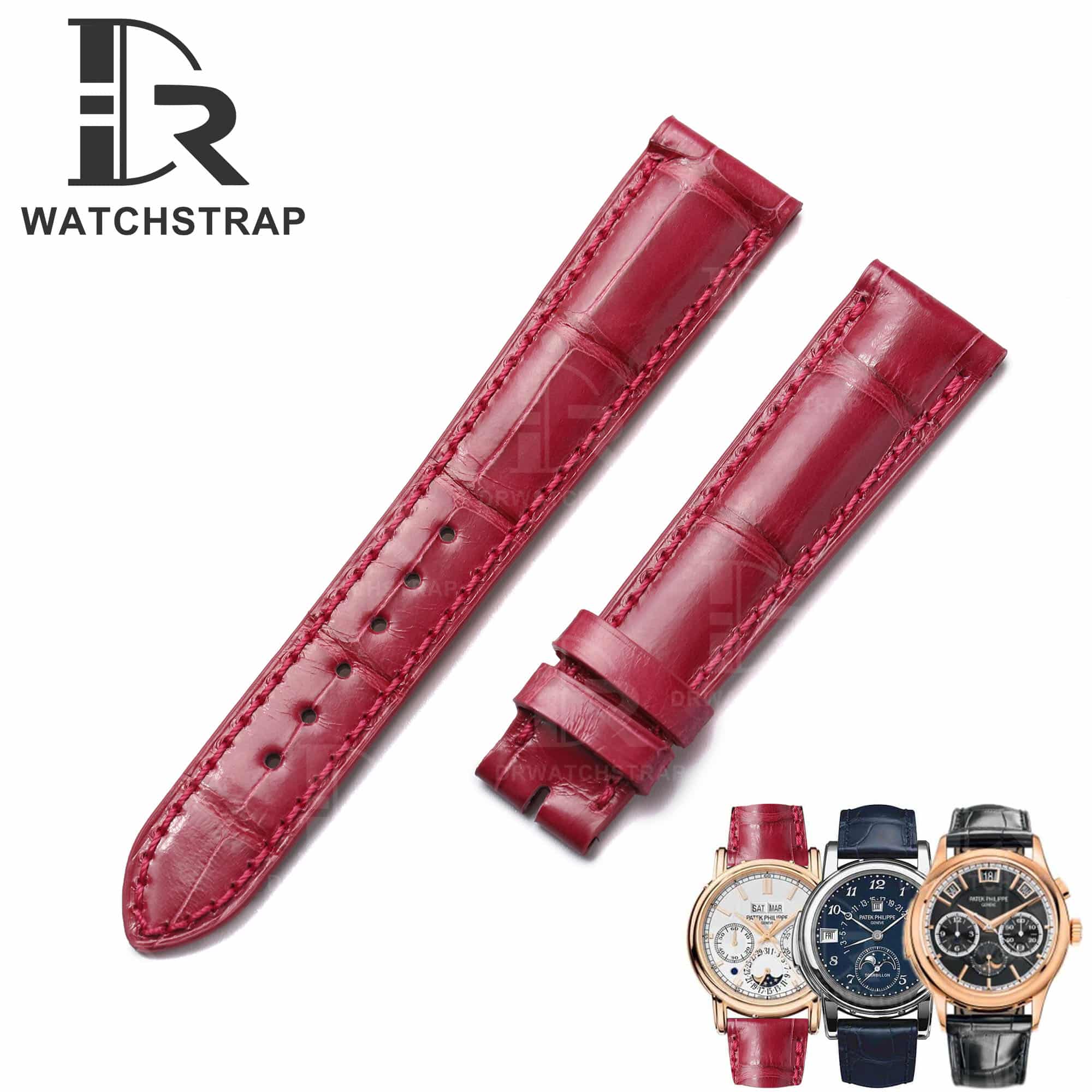 Pink Watch Strap - Handmade Leather Watch Straps Bands 14mm 16mm 18mm 19mm 20mm 21mm 22mm 24mm