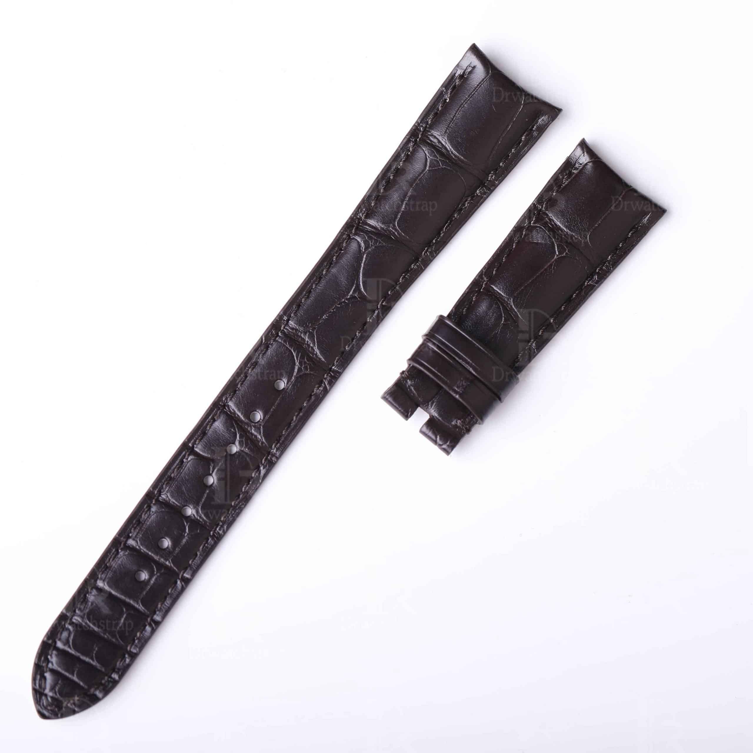 Custom High-end best quality Belly-scale alligator crocodile black curved end leather watch band and watch strap replacement for Rolex Cellini Moonphase 20mm watches - Shop Rolex leather watch straps online at a low price