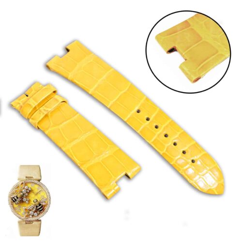 1618223174-Replacement-yellow-leather-watch-strap-fit-for-Le-Cirque-Animalier-De-Cartier-Bees-Decor-watch (1) handmade Cartier bee watch strap Alligator yellow leather bracelet premium quality for sale