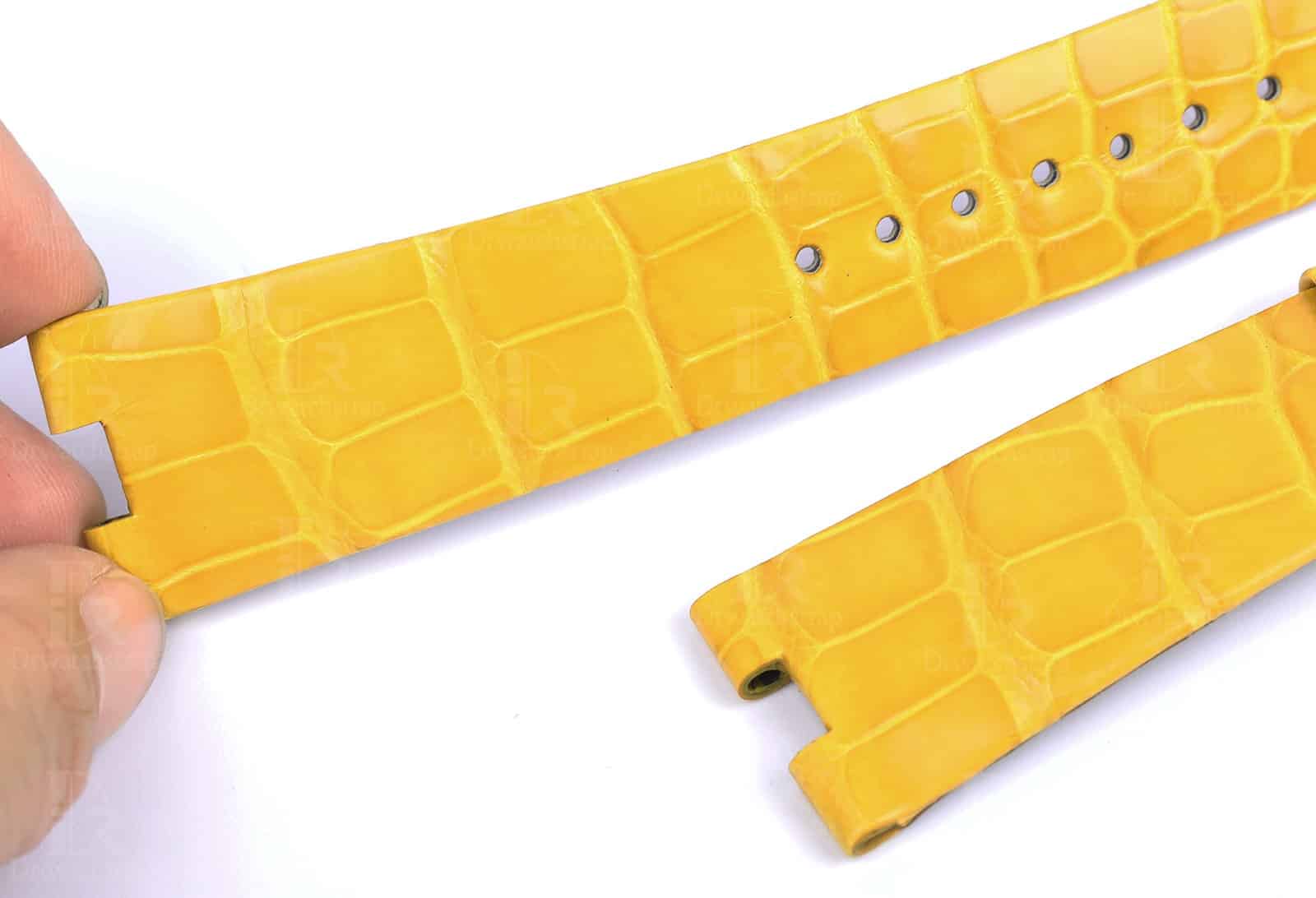 handmade American Crocodile skin yellow leather