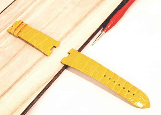 OEM premium quality replacement yellow leather watchband fit for Cartier Le Cirque Animalier Bee decor watch