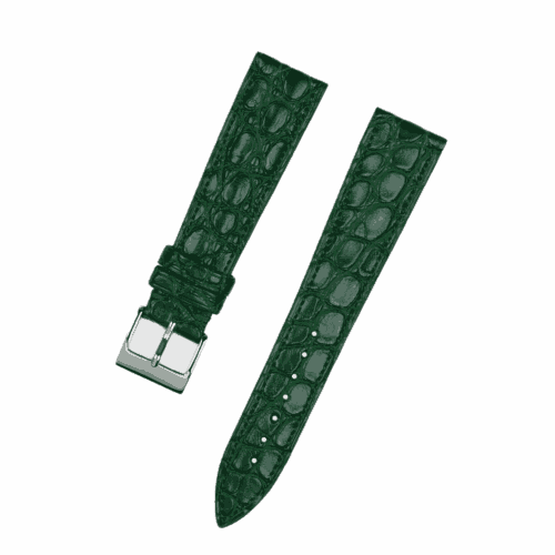 1618643337-Handmade-leather-watch-strap-Green-Alligator-Round-scale (1) Handmade leather watch strap :Green Alligator Round scale