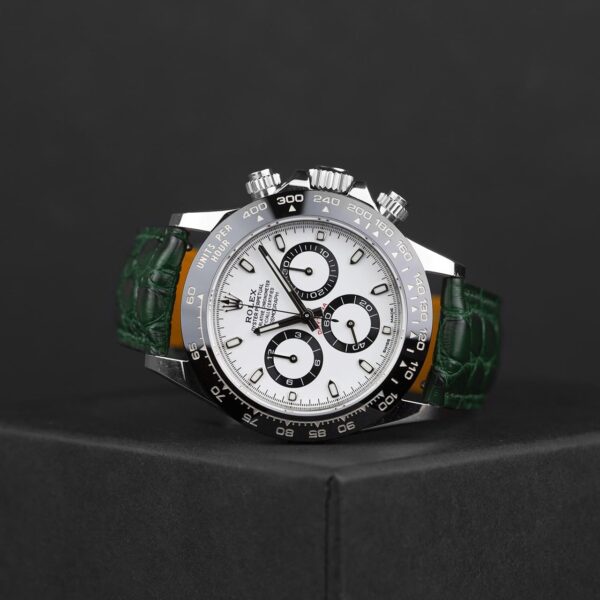 Handmade leather watch strap :Green Alligator Round scale - Image 2