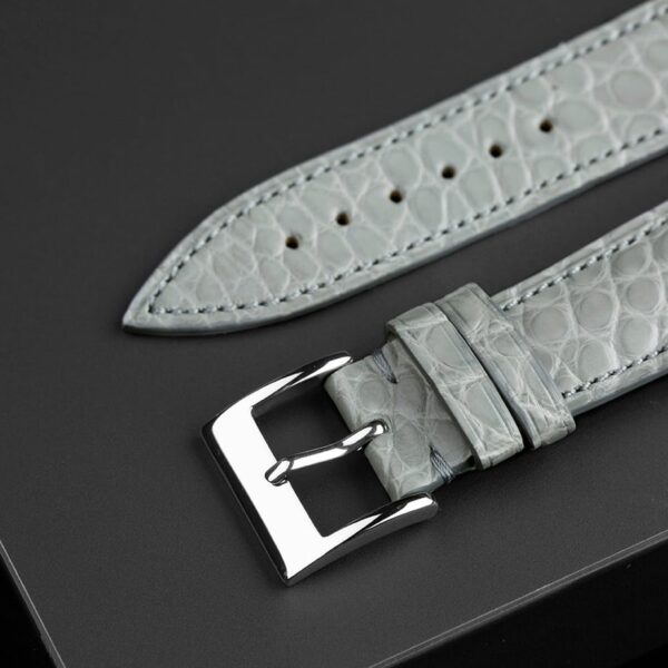 Handmade leather watch strap Early Grey Alligator Round scale - Image 3