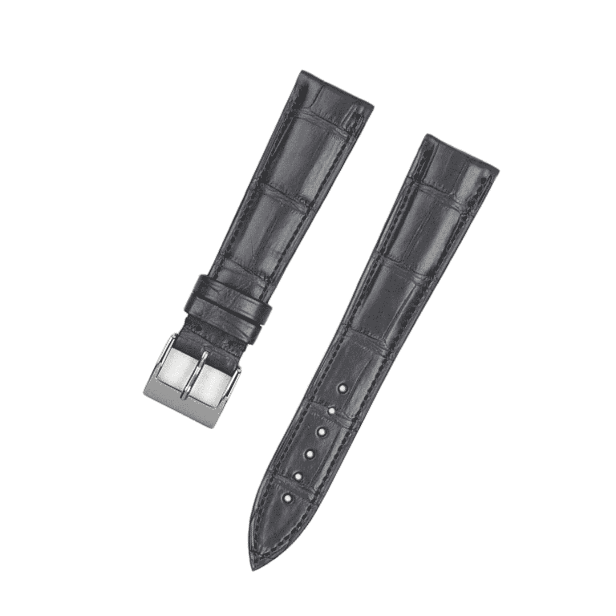 Handmade leather watch strap Grey Alligator Belly scale | Drwatchstrap