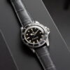Handmade leather watch strap Grey Alligator Belly scale