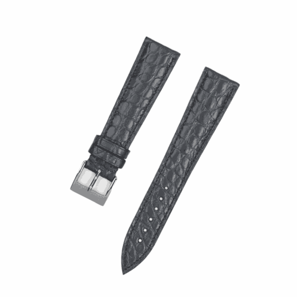 Handmade leather watch strap Grey Alligator Round scale