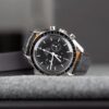 Handmade leather watch strap Grey Alligator Round scale