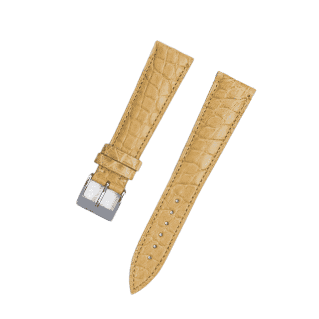 Handmade leather watch strap Apricot Alligator Round scale
