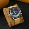 Handmade leather watch strap Apricot Alligator Round scale