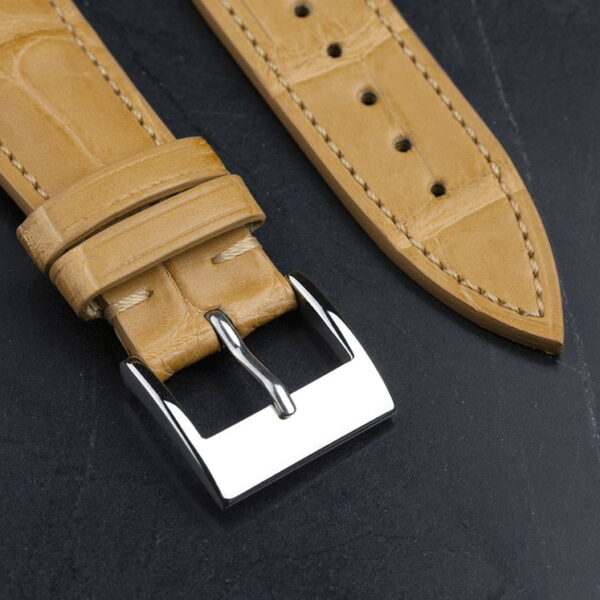 Handmade leather watch strap Apricot Alligator Belly scale
