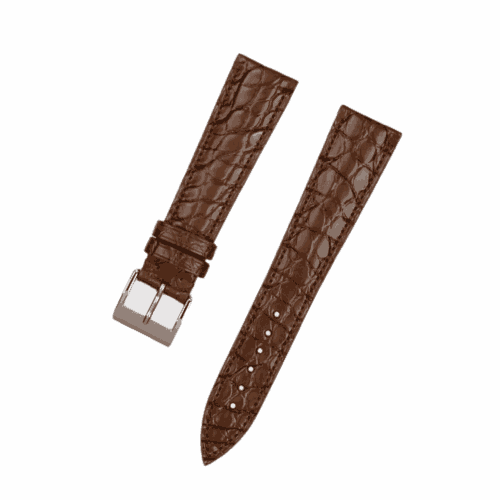 Handmade leather watch strap Brown Alligator Round-scale