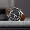 Handmade leather watch strap Brown Alligator Round-scale