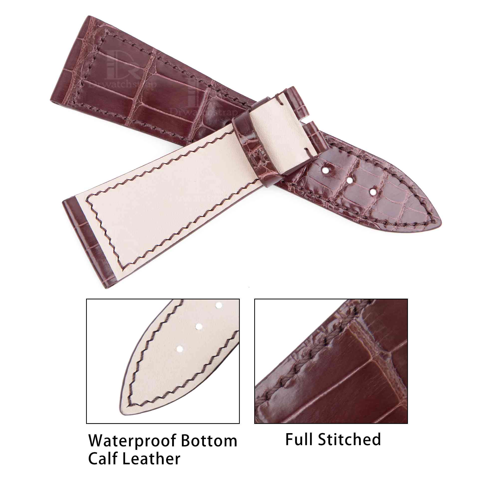 Custom handmade best quality grade A American crocodile 26mm Brown leather alligator strap and watch band replacement fit for Franck Muller Master Square 6000 h SC DT luxury watches online - High-end leather straps for sale