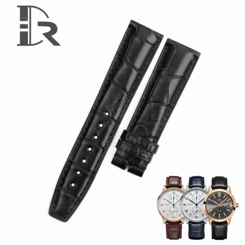 Genuine best quality alligator black IWC leather watch straps replacement watchbands for IWC Portofino / Portuguese Chronograph watches online for sale at a low price - Shop the high-end quality watch bands from dr watchstrap
