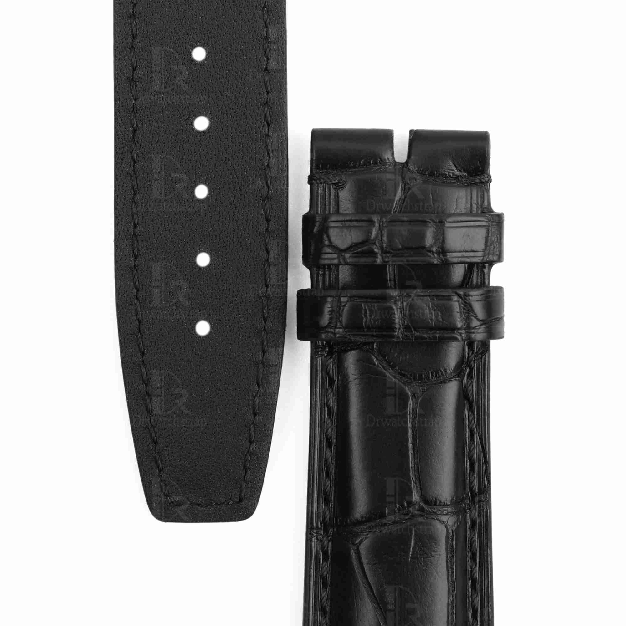 Genuine best quality alligator black IWC leather watch straps replacement watchbands for IWC Portofino / Portuguese Chronograph watches online for sale at a low price - Shop the high-end quality watch bands from dr watchstrap