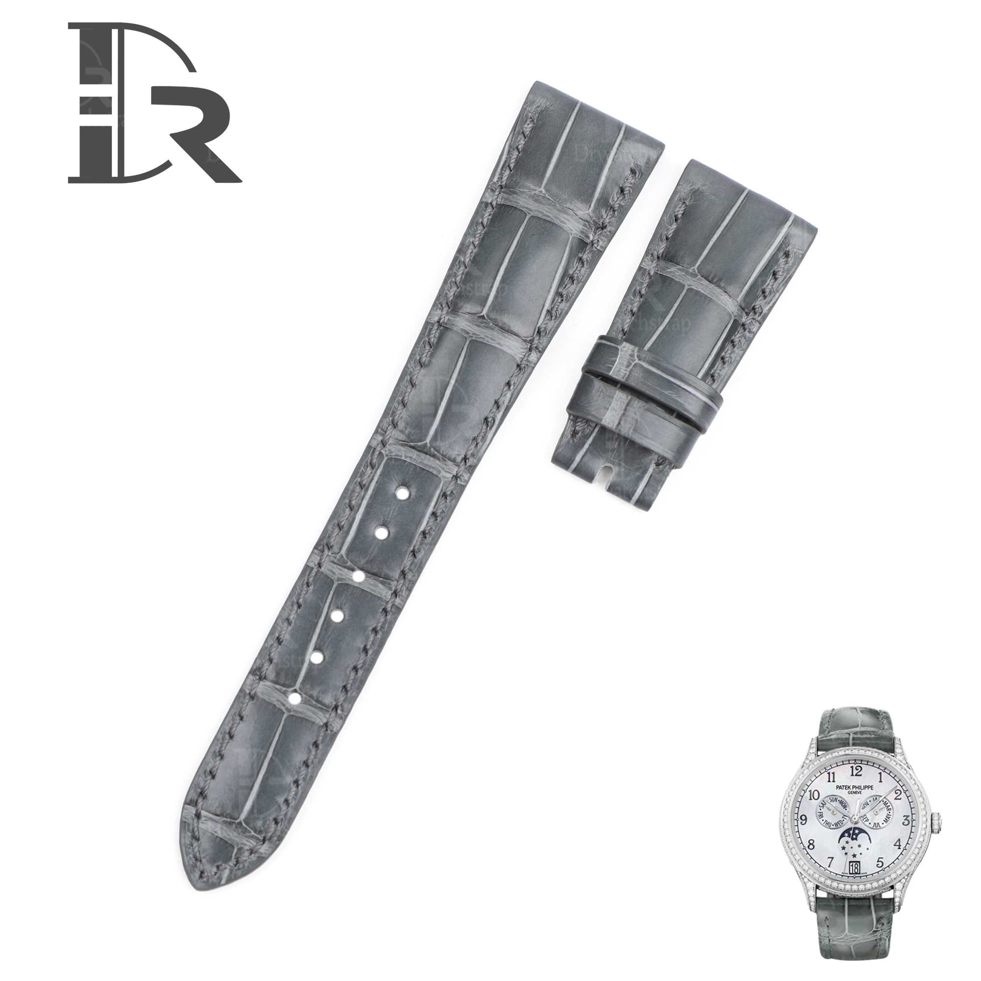 Patek Philippe grand strap - Alligator Leather - Pale Grey Replacement watch band