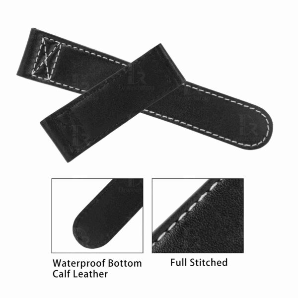Custom aftermarket watch Oris BC4 straps and watch bands replacement for sale - premium black calf leather with white stitching watch band online with black strap or bracelet