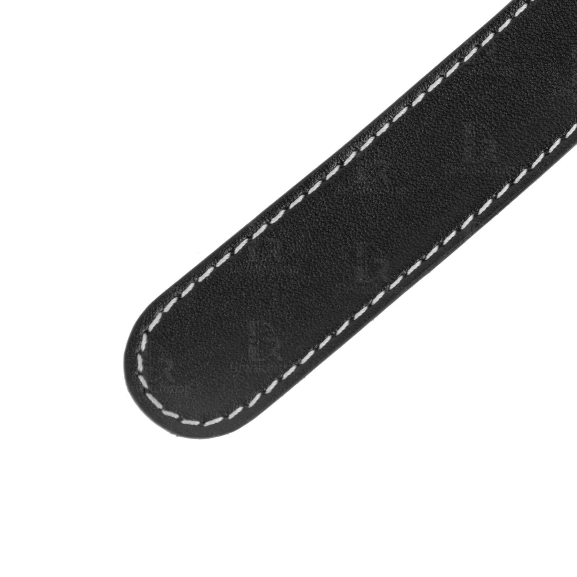 Full-stitched black leather with white stitching - strap for Oris BC4