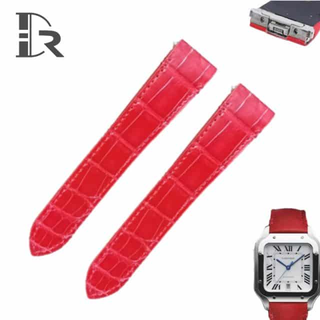 Quick release best quality alligator crocodile New Cartier Santos Quickswitch replacement leather straps amd watch bands for sale - High-end leather Cartier Santos Red strap fit for 40mm Large and 35mm Medium size online at a discount price