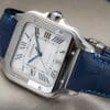Cartier Santos quickswitch leather watch strap replacement with an interchangeable system and red black brown blue green orange and more colors leather watchbands available
