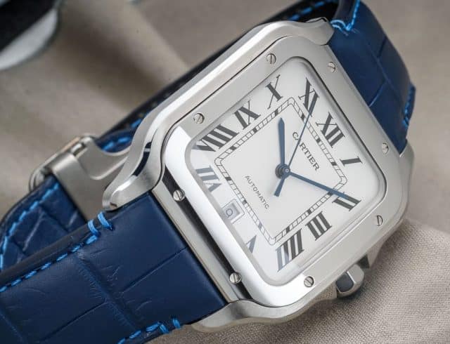 Quick Release strap fit for New Cartier Santos - Replacement Red Alligator leather watch band