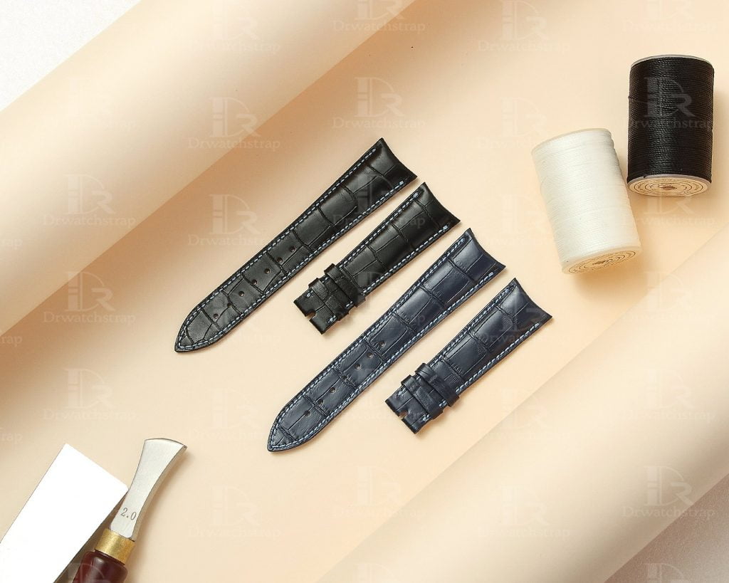 Buy Custom Cartier la Baignoire Allongu00e9e, Vintage, Bathtub, Benoit Baignoir Mini, Large, XL watch Black Alligator Belly Scale leather watch Strap 11mm 20mm Handmade watch bands