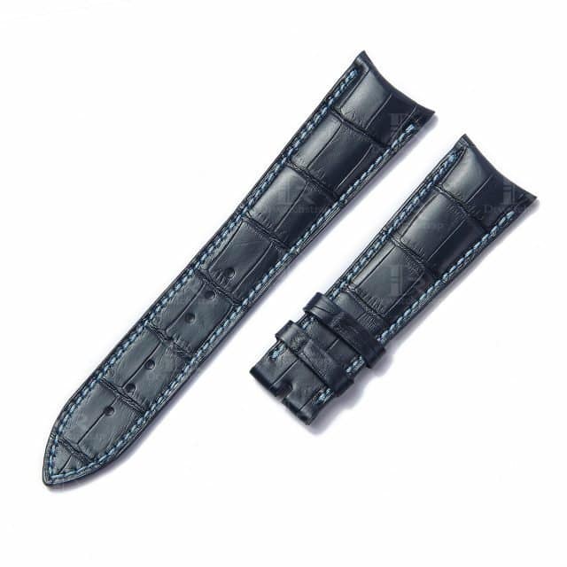 Custom alligator crocodile curved end links Audemars Piguet leather strap replacement Blue bands with multi colors and sizes online for sale 20mm 22mm 24mm