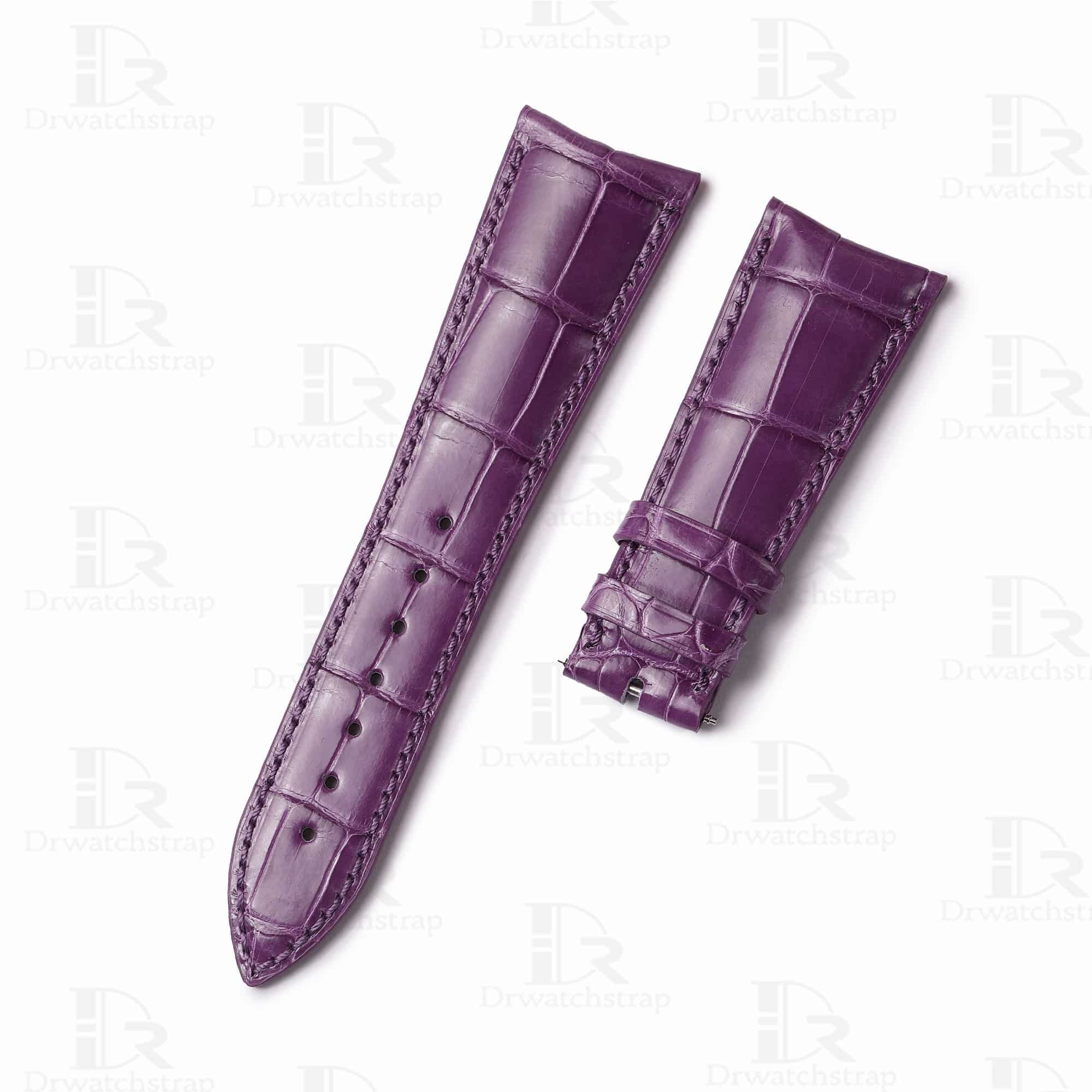 Curved End custom Alligator purple leather watchband for Audemars Piguet Millenary strap