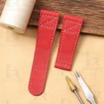 Custom aftermarket watch Oris BC4 straps and watch bands replacement for sale premium Red calf leather with white stitching watchbands online with black strap or bracelet