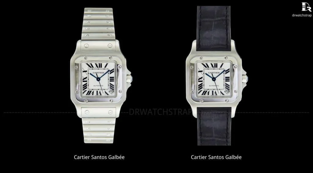 Custom handmade leather watch straps for Cartier Santos Galbée