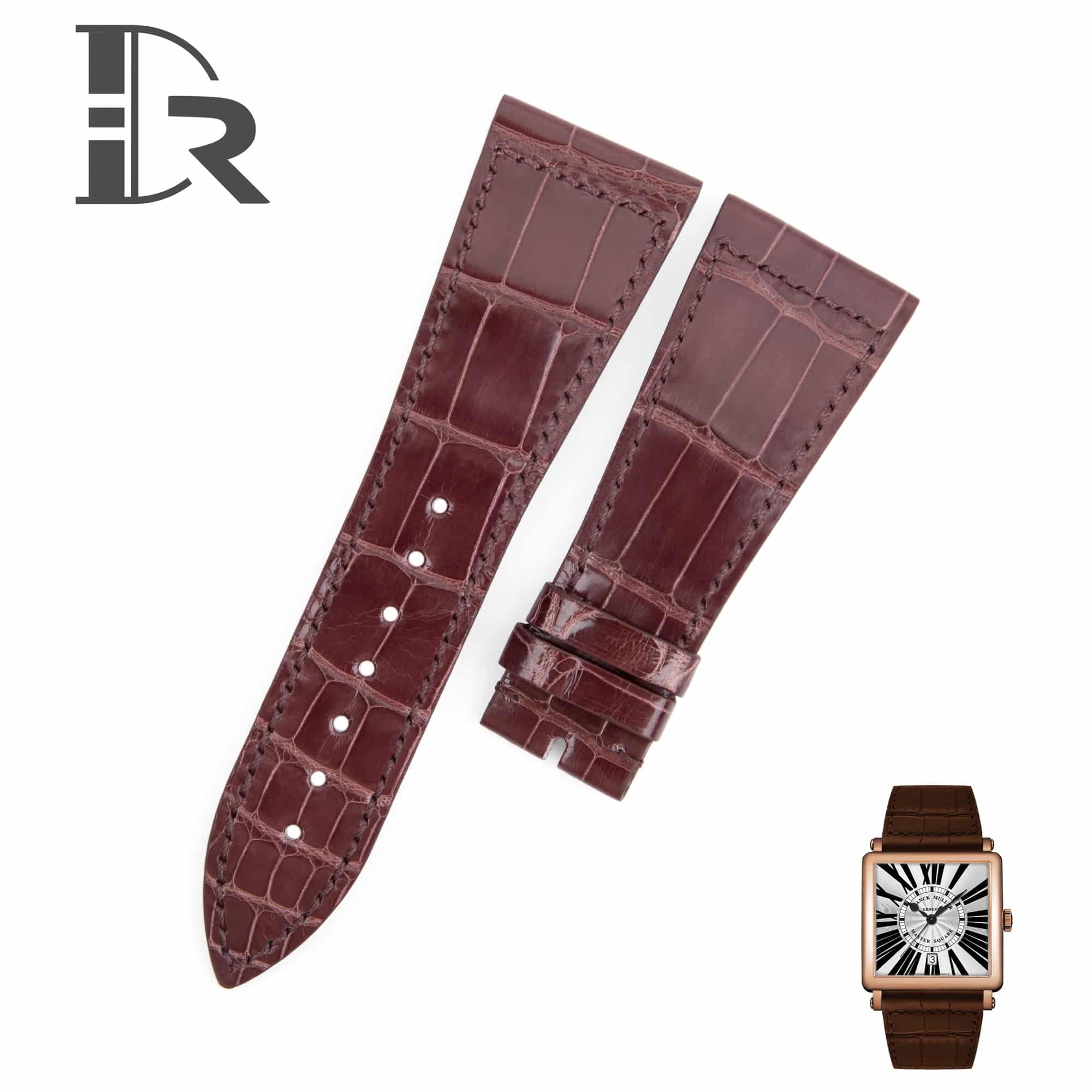 Custom handmade best quality grade A American crocodile 26mm Brown leather alligator strap and watch band replacement fit for Franck Muller Master Square 6000 h SC DT luxury watches online - High-end leather straps for sale