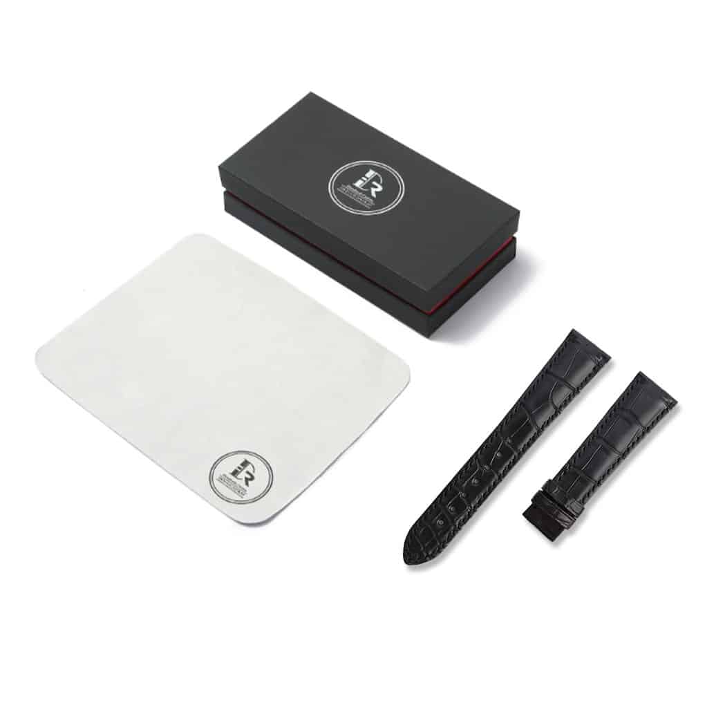replacement black leather strap replacement for Rolex Cellini watch 20mm