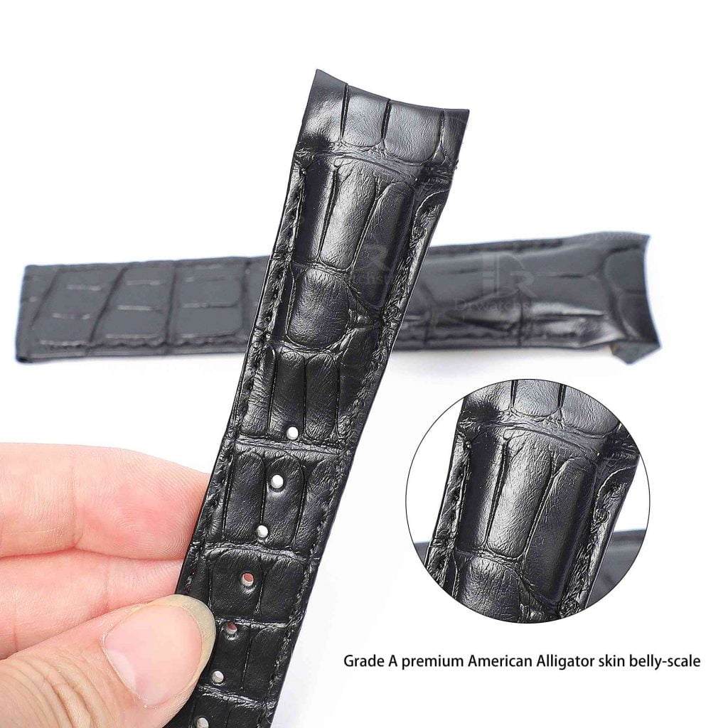 Genuine best quality OEM handmade custom Black Panerai Alligator Strap and watch band replacement 22mm 24mm for Panerai Luminor Due luxury watches from dr watchstrap for sale - Shop the premium crocodile material leather straps and watchbands online at a low price
