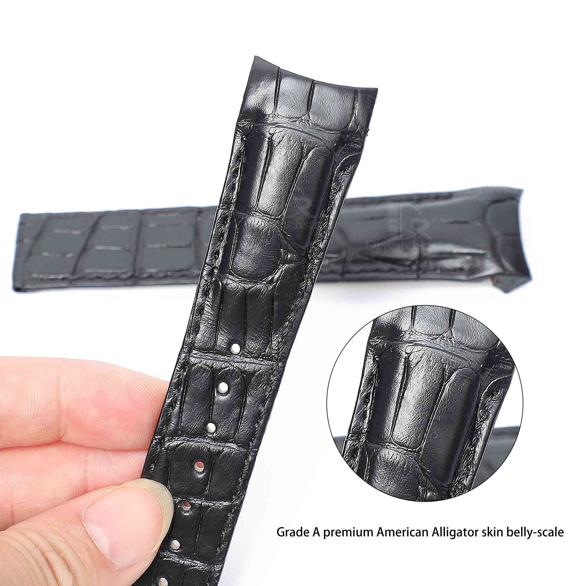 Replacement black leather watch band for Omega De Ville X2 Big Date for sale