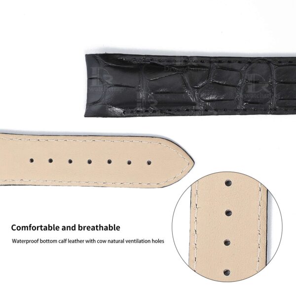 Buy custom black leather watch strap for Omega De Ville X2 Big Date replacement