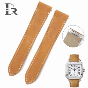 Premium Quick release calfskin Cartier Santos quickswitch Brown leather watch strap replacement with an interchangeable system leather watchbands for men's women's Cartier Santos Larga Medium watches for sale
