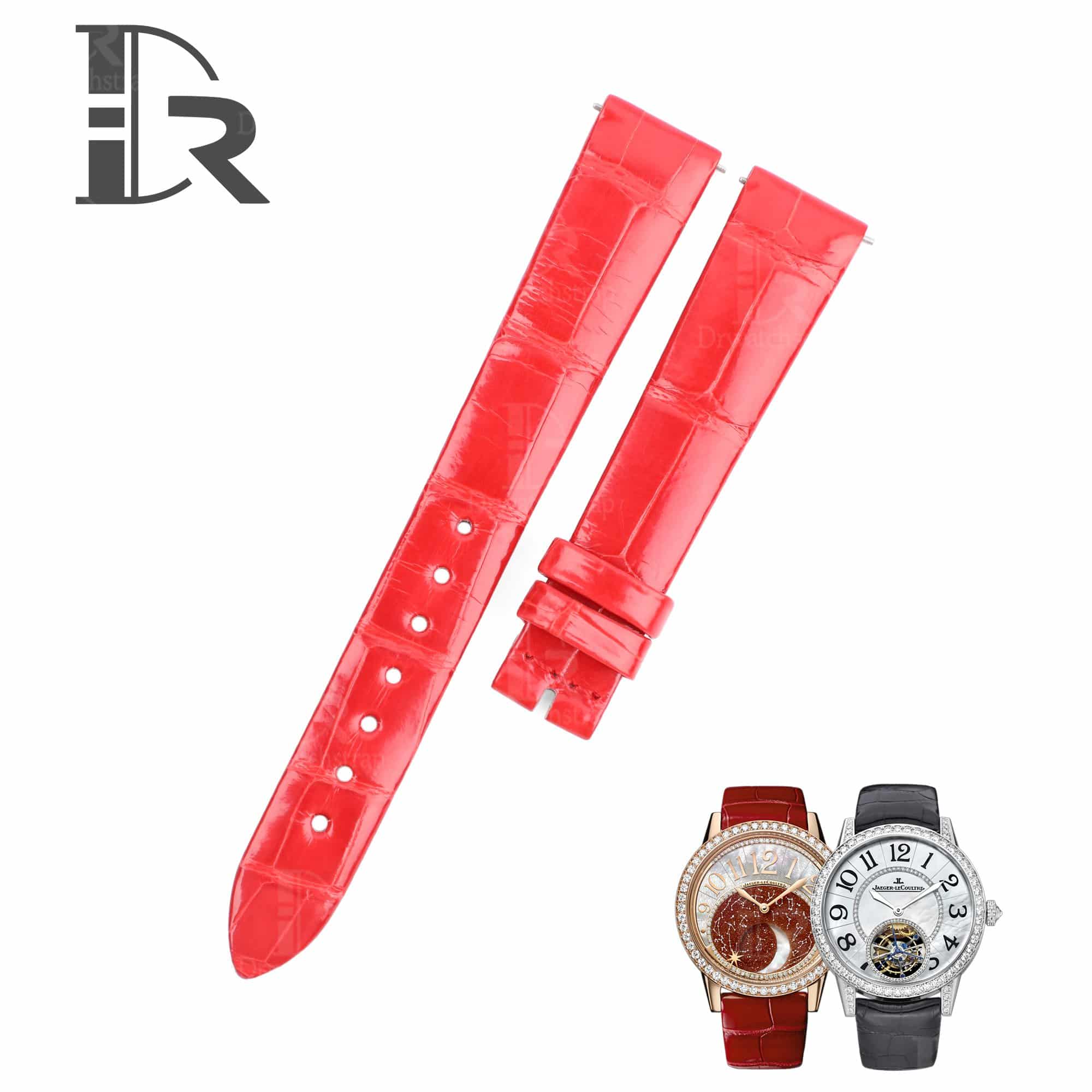 Replacement Jaeger Lecoultre Rendez Vous moon Day and Night watch strap Red Alligator leather watch band 14mm 16mm