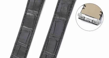 Genuine best quality replacement Grade American Alligator Quickswitch Black leather Cartier Santos watch straps & watchbands for Cartier Santos 100 L XL watches for sale - Grade A crocodile custom leather watch band with interchangeable system online at low price