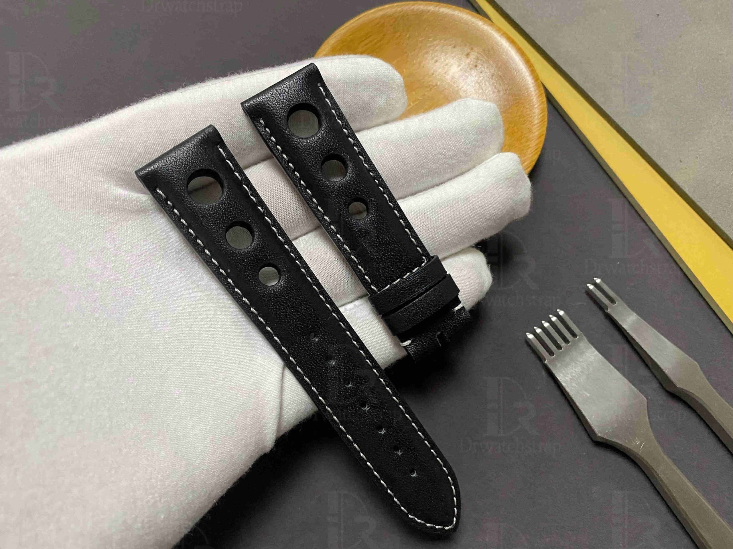 replacement Chopard black leather strap