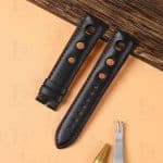Buy custom Hermes Black leather watch straps 13mm 14mm 16mm 19mm 20mm handmade for sale