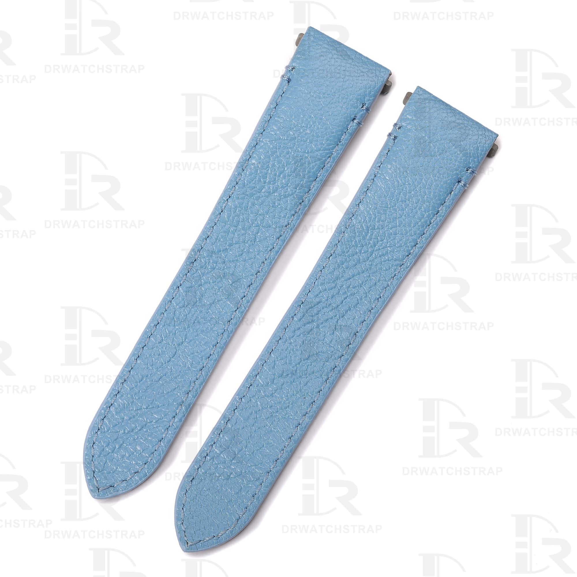 Premium Quick release calfskin Cartier Santos quickswitch Ice Blue leather watch strap watch band replacement with an interchangeable system for mens womens Cartier Santos Larga Medium wa